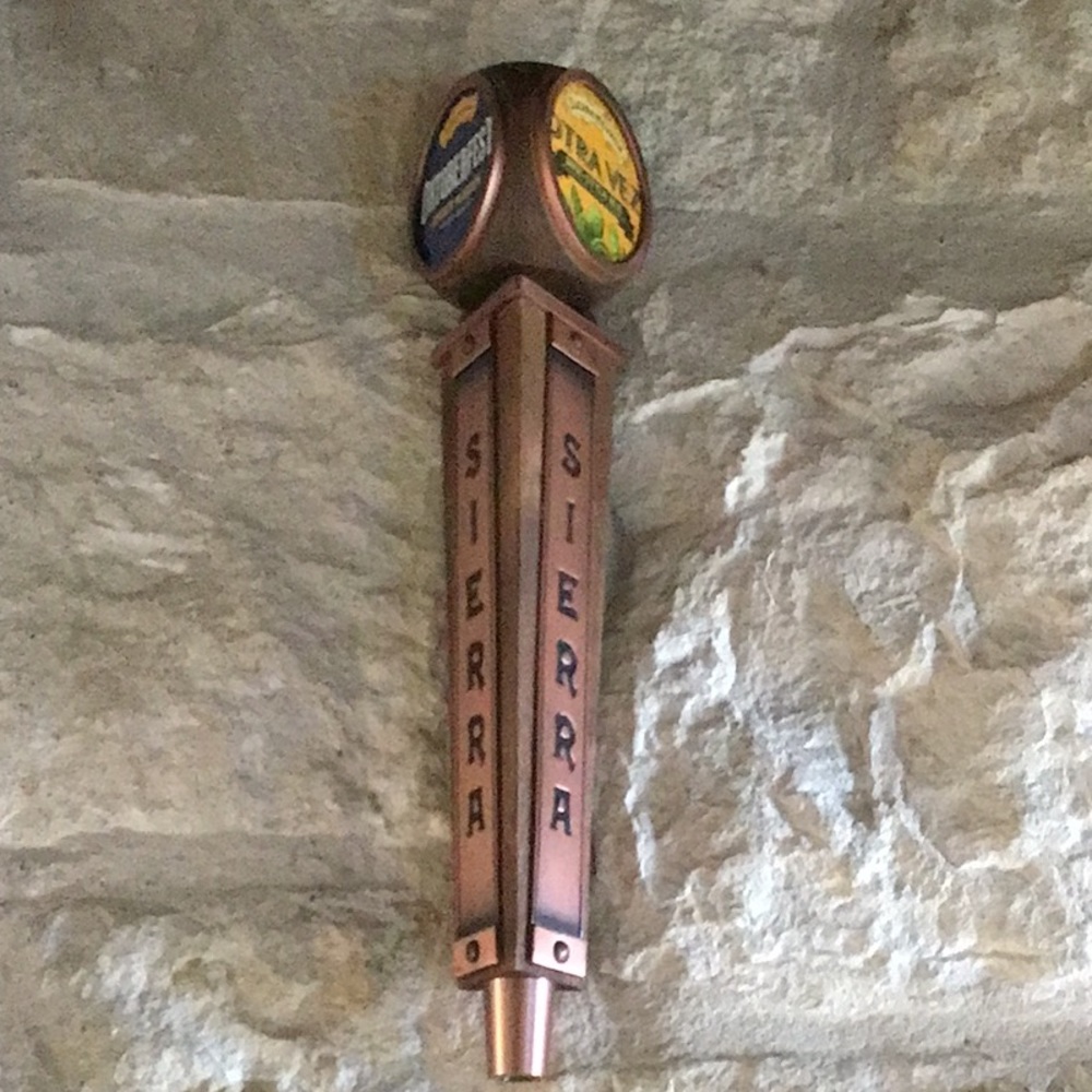 🍻 Sierra Nevada 3-Sided Copper & Wooden Tap Handle w/Interchangeable Labels